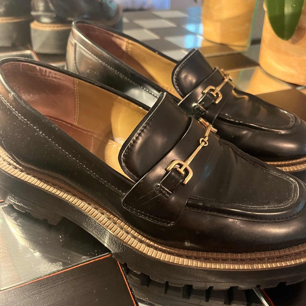 SAM EDELMAN black leather loafers- women size 7